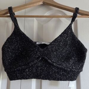 Zara Charcoal Knit Crop Top